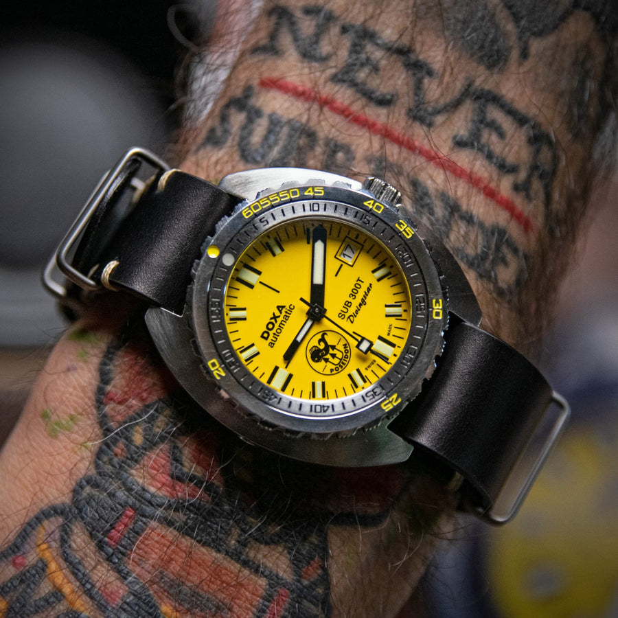 Black Leather Military Watch Strap