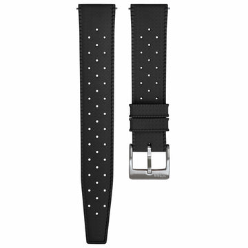 Black Tropical Rubber Strap - Two Stitch Straps
