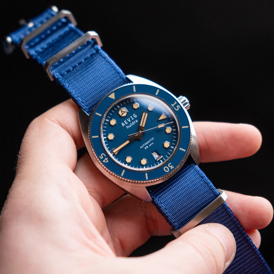 Blue Nylon NATO Watch Strap - Two Stitch Straps