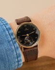 Box-Stitch Cacao Brown Leather Watch Strap - Two Stitch Straps