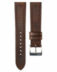 Box-Stitch Cacao Brown Leather Watch Strap - Two Stitch Straps
