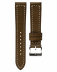 Box-Stitch Military Green Leather Watch Strap