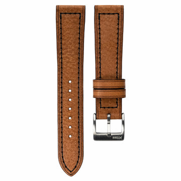 Box-Stitch Saddle Tan Leather Watch Strap