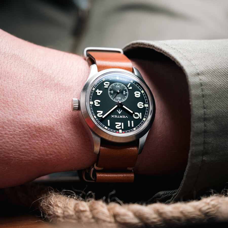 Caramel Leather Military Watch Strap