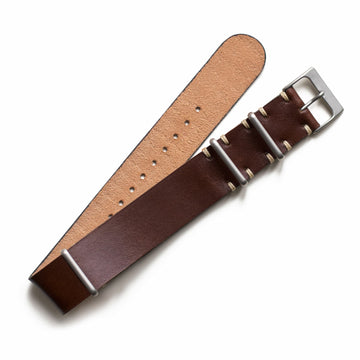 Chocolate Leather NATO Watch Strap - Two Stitch Straps