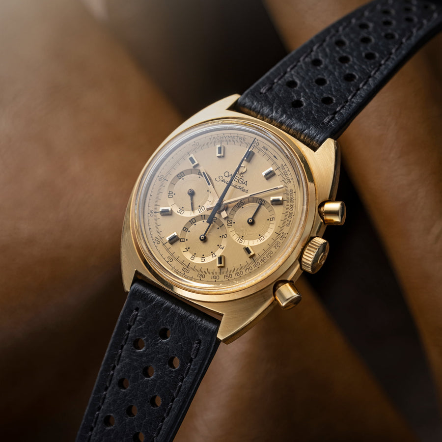Corfam Style Racing Black Leather Watch Strap
