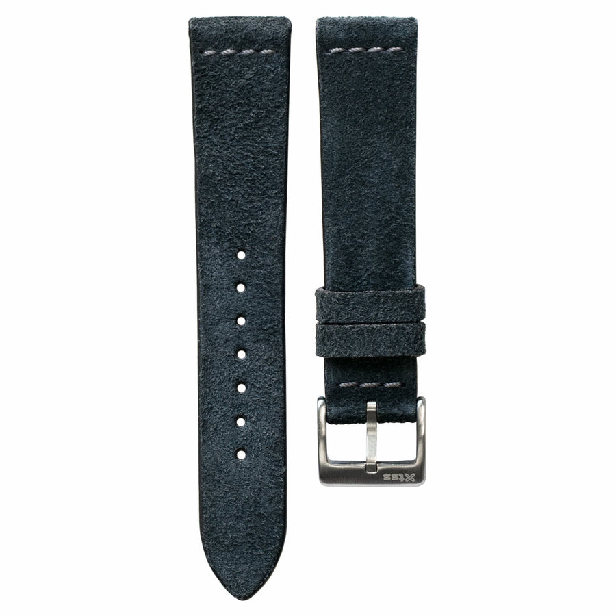 Cross-Stitch Grey Reversed Leather Watch Strap - Two Stitch Straps