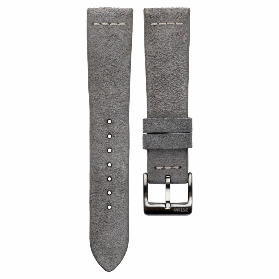 Cross-Stitch Light Grey Reversed Leather Watch Strap - Two Stitch Straps