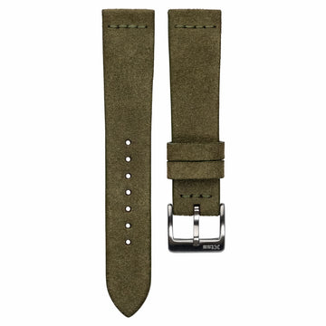 Cross-Stitch Olive Green Reversed Leather Watch Strap - Two Stitch Straps