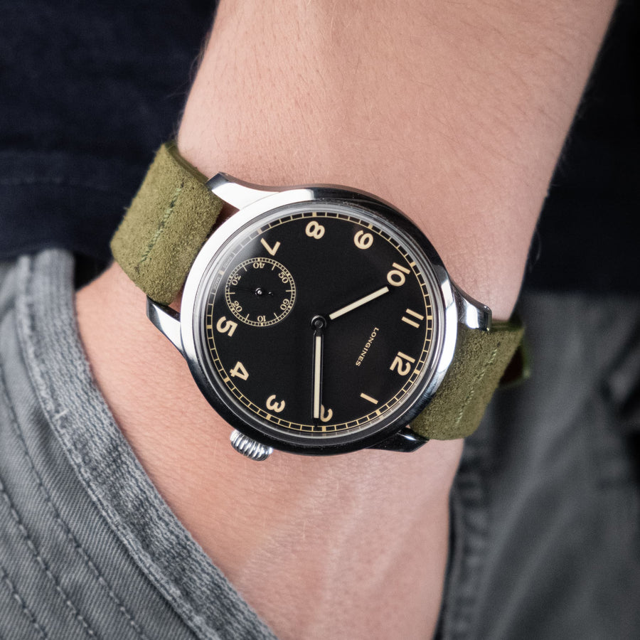 Cross-Stitch Olive Green Reversed Leather Watch Strap - Two Stitch Straps