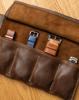 Four Watches Chestnut Leather Roll - Two Stitch Straps