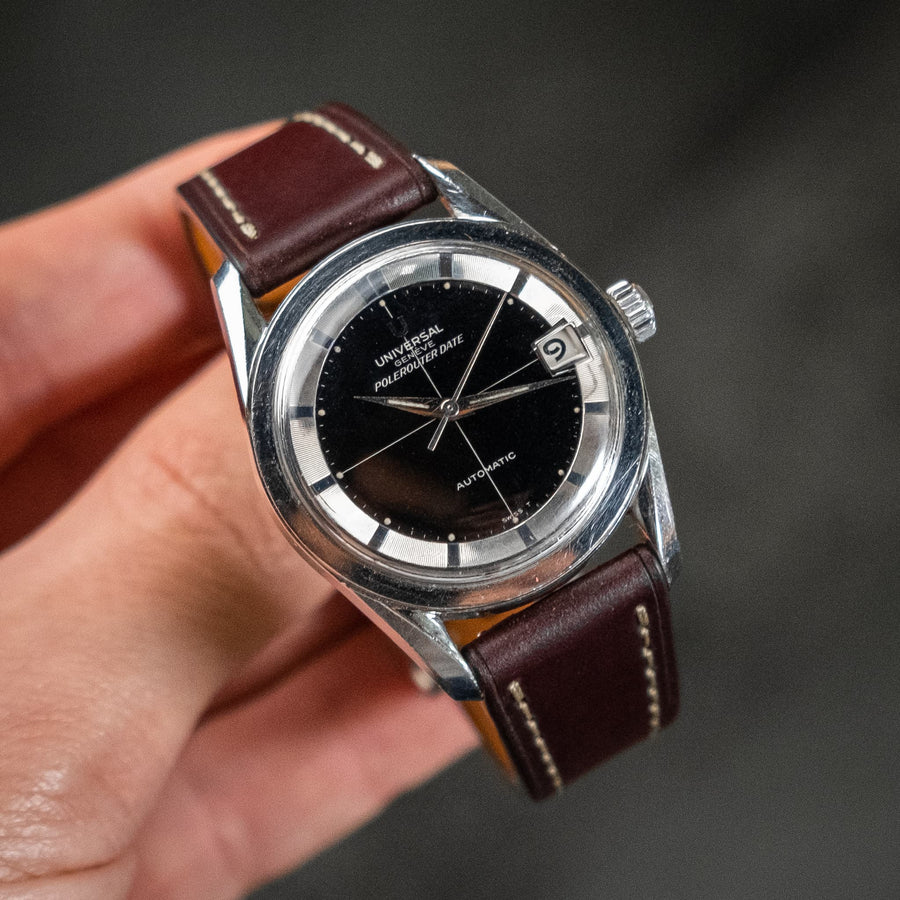 Full-Stitch Burgundy Shell Cordovan Leather Watch Strap - Two Stitch Straps