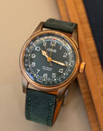Full-Stitch Forest Green Leather Watch Strap