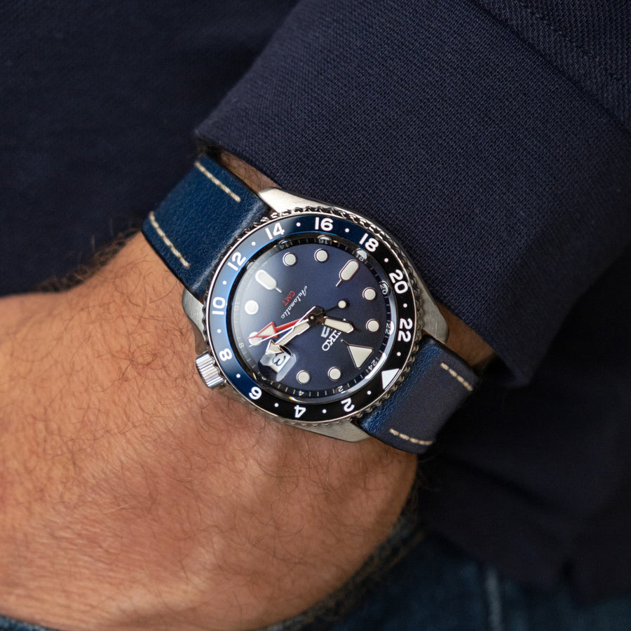 Full-Stitch Indigo Watch Strap - Two Stitch Straps