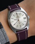 Full-Stitch Plum Leather Watch Strap