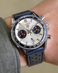 Corfam Style Racing Navy Blue Leather Watch Strap - Two Stitch Straps
