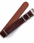 Mahogany Red Leather NATO Watch Strap - Two Stitch Straps