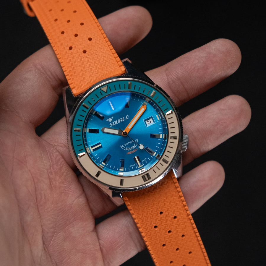 Orange Tropical Rubber Strap - Two Stitch Straps