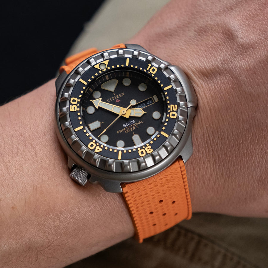 Orange Tropical Rubber Strap - Two Stitch Straps
