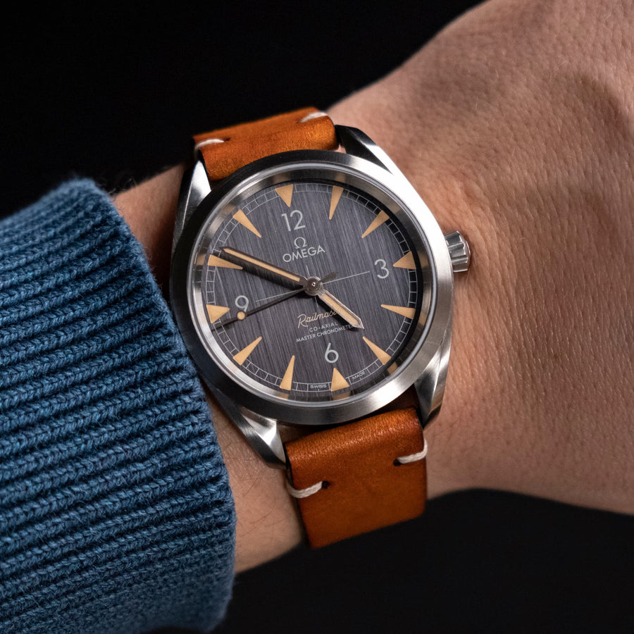 Two-Stitch Honey Leather Watch Strap