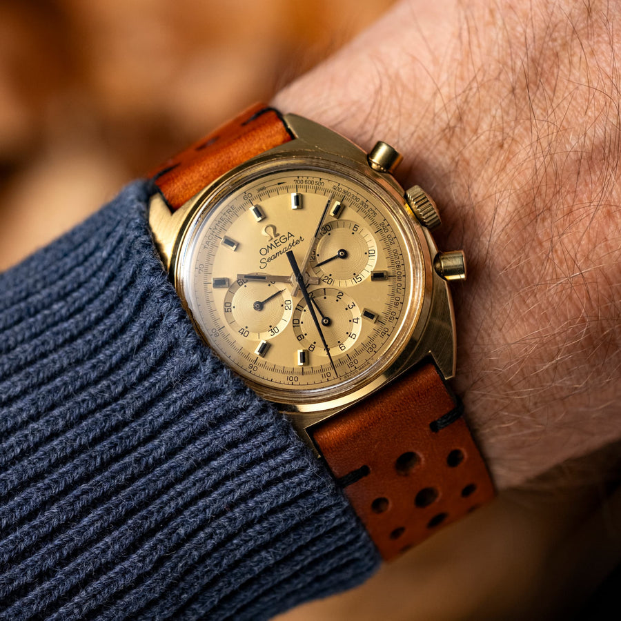 Two-Stitch Racing Honey Leather Watch Strap