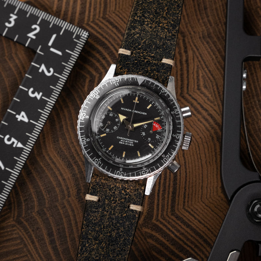 Two-Stitch Vintage Black Leather Watch Strap - Two Stitch Straps
