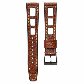 Yema Style Racing Tan Brown Leather Watch Strap