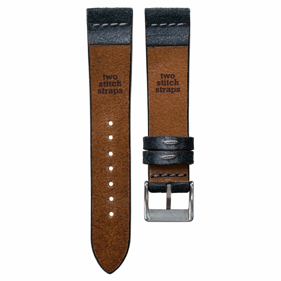 Cross-Stitch Grey Reversed Leather Watch Strap - Two Stitch Straps