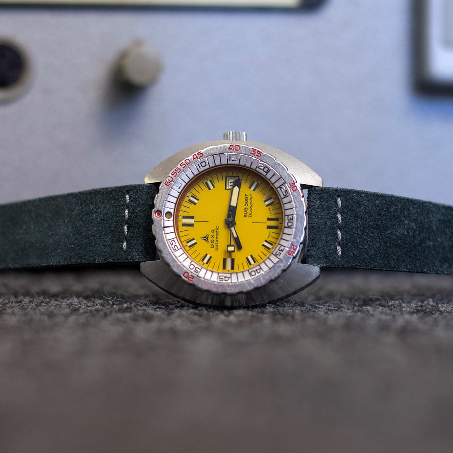 Cross-Stitch Grey Reversed Leather Watch Strap - Two Stitch Straps