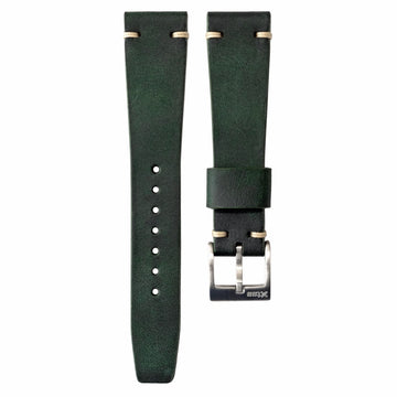 Two-Stitch Forest Green Leather Watch Strap - Two Stitch Straps