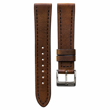 Full-Stitch Root Beer Leather Watch Strap - Two Stitch Straps