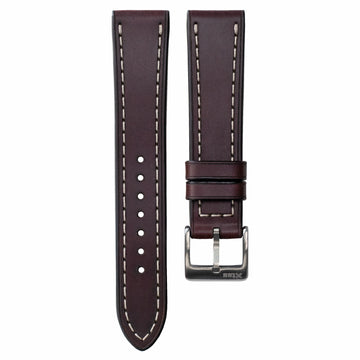 Full-Stitch Burgundy Shell Cordovan Leather Watch Strap - Two Stitch Straps