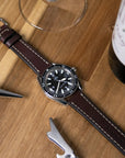 Full-Stitch Burgundy Shell Cordovan Leather Watch Strap - Two Stitch Straps