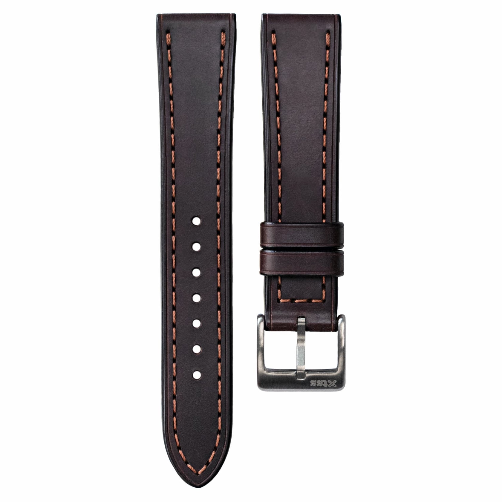 Full-Stitch Dark Brown Shell Cordovan Leather Watch Strap