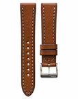 Full-Stitch Dark Tan Leather Watch Strap - Two Stitch Straps