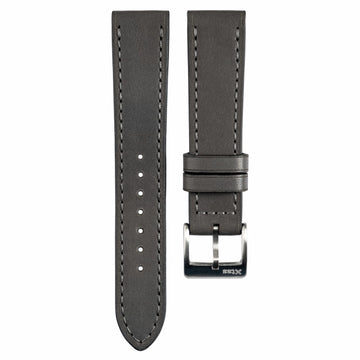 Full-Stitch Elephant Grey Leather Watch Strap