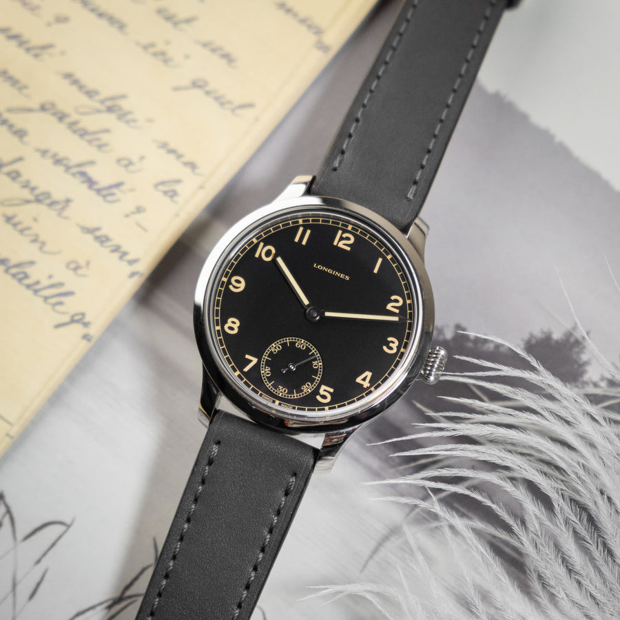 Full-Stitch Elephant Grey Leather Watch Strap - Two Stitch Straps