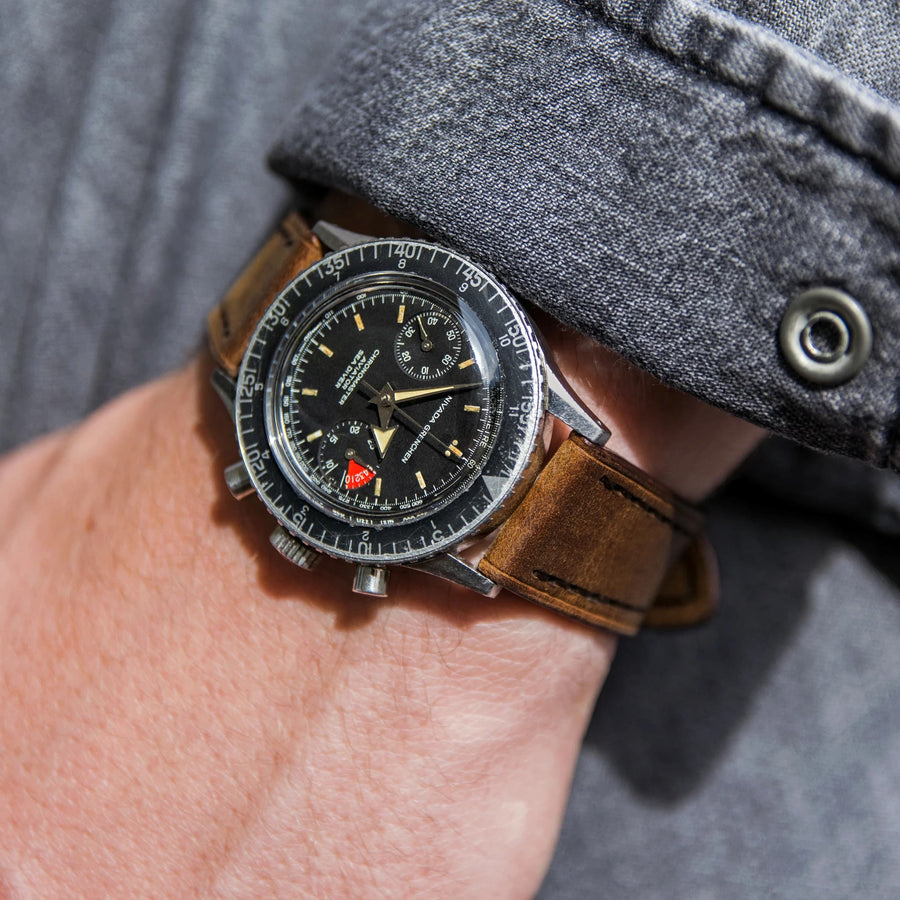 Full-Stitch Root Beer Leather Watch Strap - Two Stitch Straps