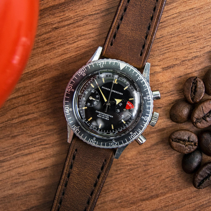 Full-Stitch Root Beer Leather Watch Strap - Two Stitch Straps