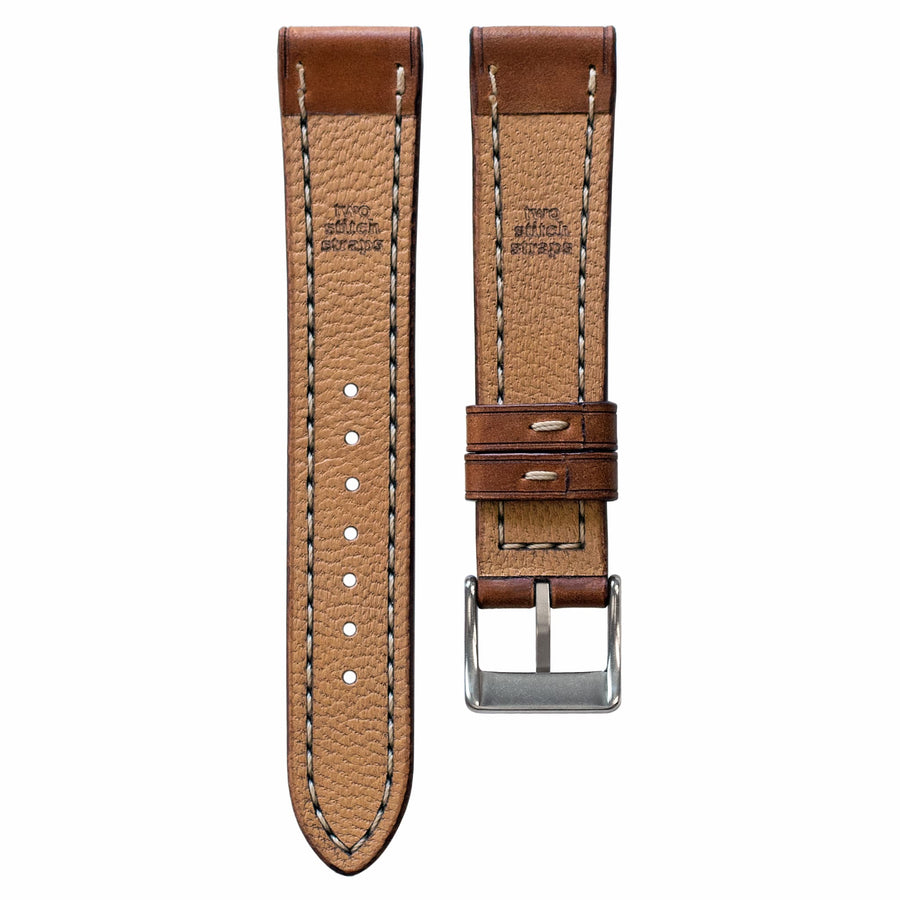 Full-Stitch Whiskey Shell Cordovan Leather Watch Strap - Two Stitch Straps