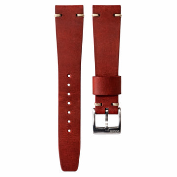 Two-Stitch Maroon Red Leather Watch Strap - Two Stitch Straps