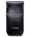 Single Watch Black Leather Pouch - Two Stitch Straps