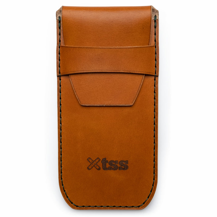 Single Watch Honey Leather Pouch - Two Stitch Straps