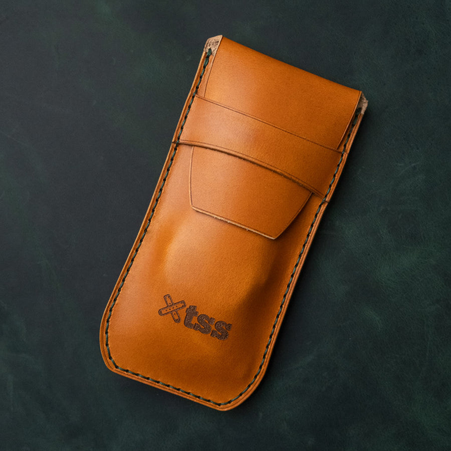 Single Watch Honey Leather Pouch - Two Stitch Straps