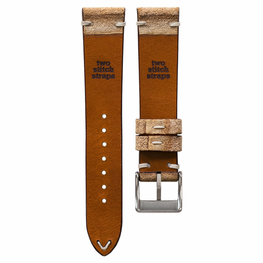 Two-Stitch Beige Reversed Leather Watch Strap - Two Stitch Straps