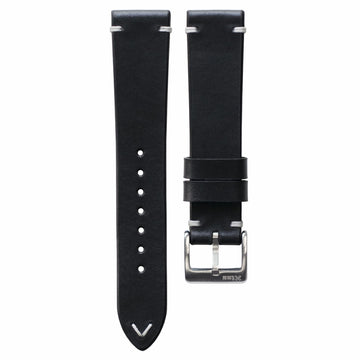 Two-Stitch Black Leather Watch Strap - Two Stitch Straps