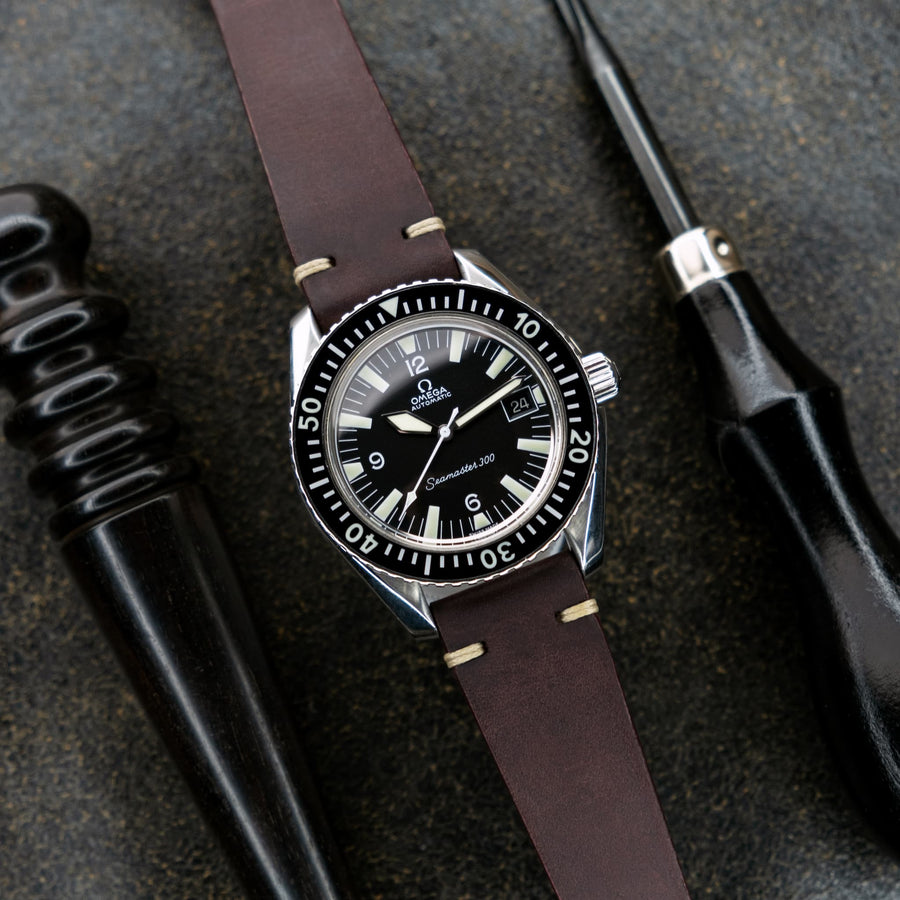Two-Stitch Burgundy Leather Watch Strap - Two Stitch Straps