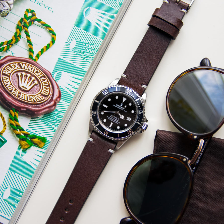 Two-Stitch Chocolate Leather Watch Strap - Two Stitch Straps