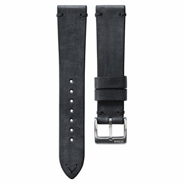 Two-Stitch Coal Leather Watch Strap - Two Stitch Straps