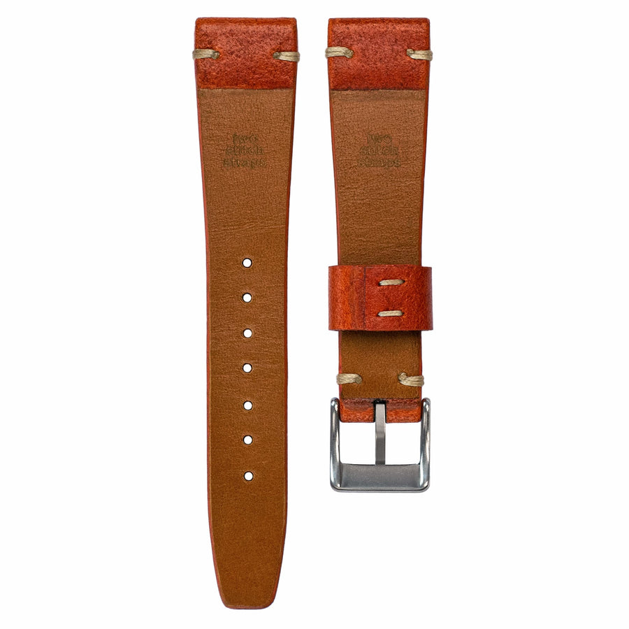 Two-Stitch Diablo Orange Leather Watch Strap - Two Stitch Straps